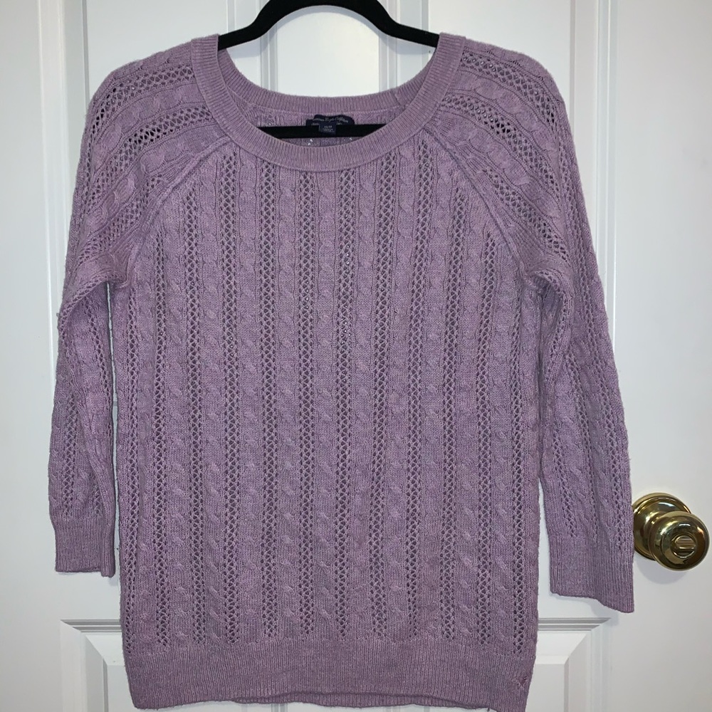 American Eagle Lavender Cable-Knit Sweater